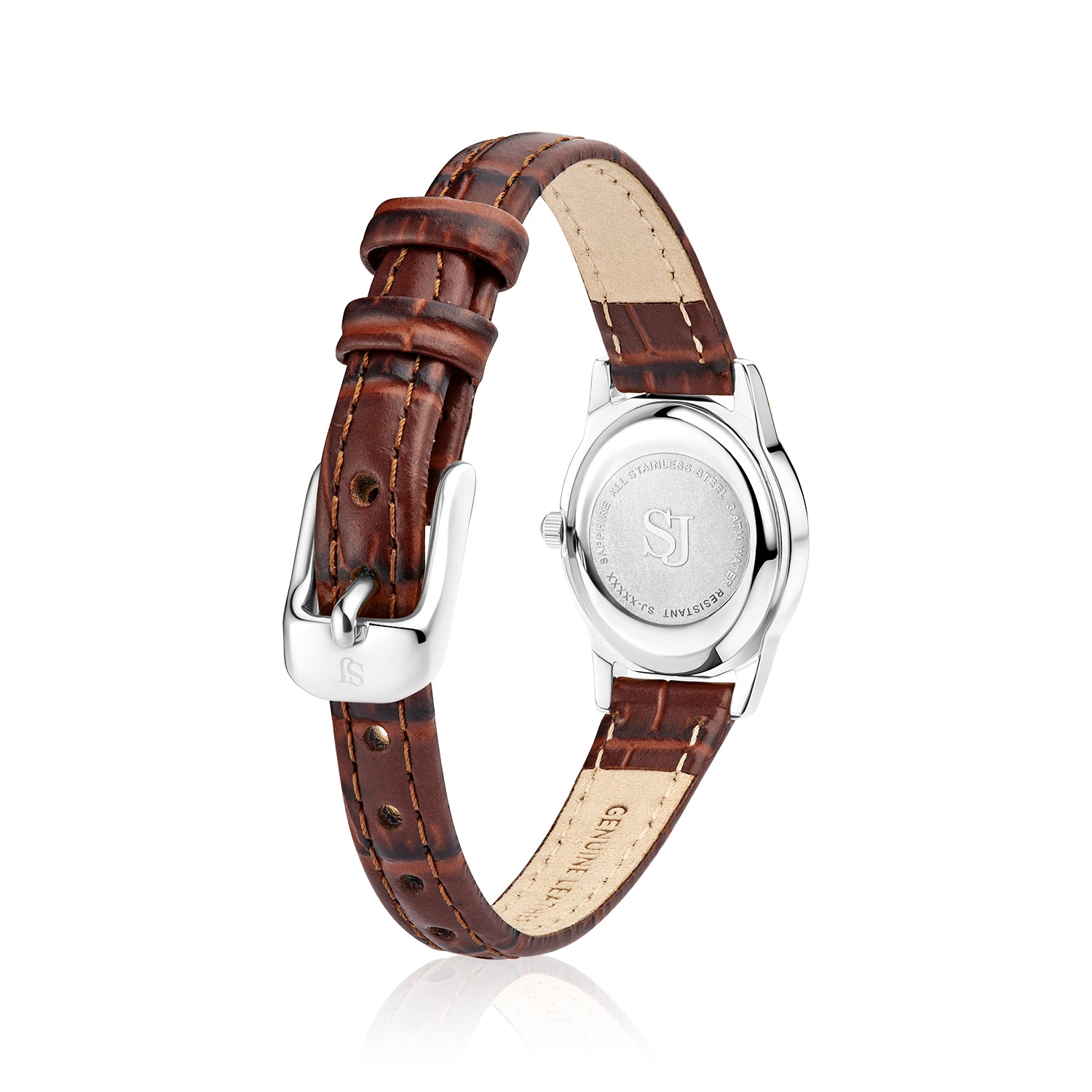 Stainless steel Silver | Brunt läderarmband