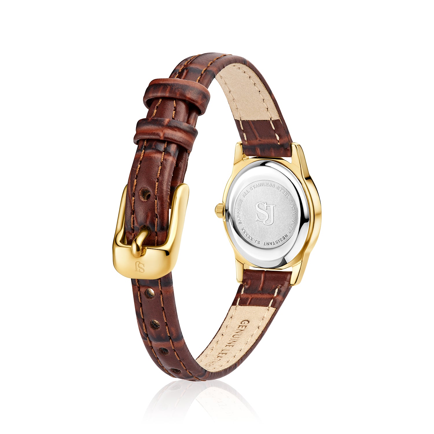 Stainless steel gold | Brunt läderarmband