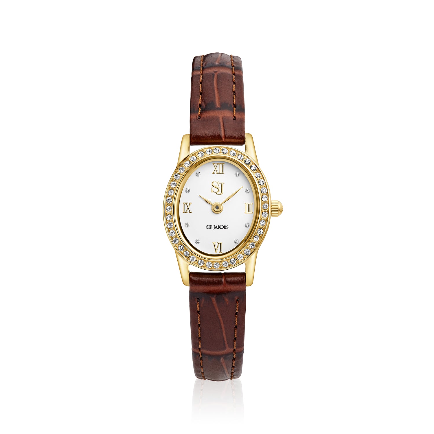Stainless steel gold | Brunt läderarmband