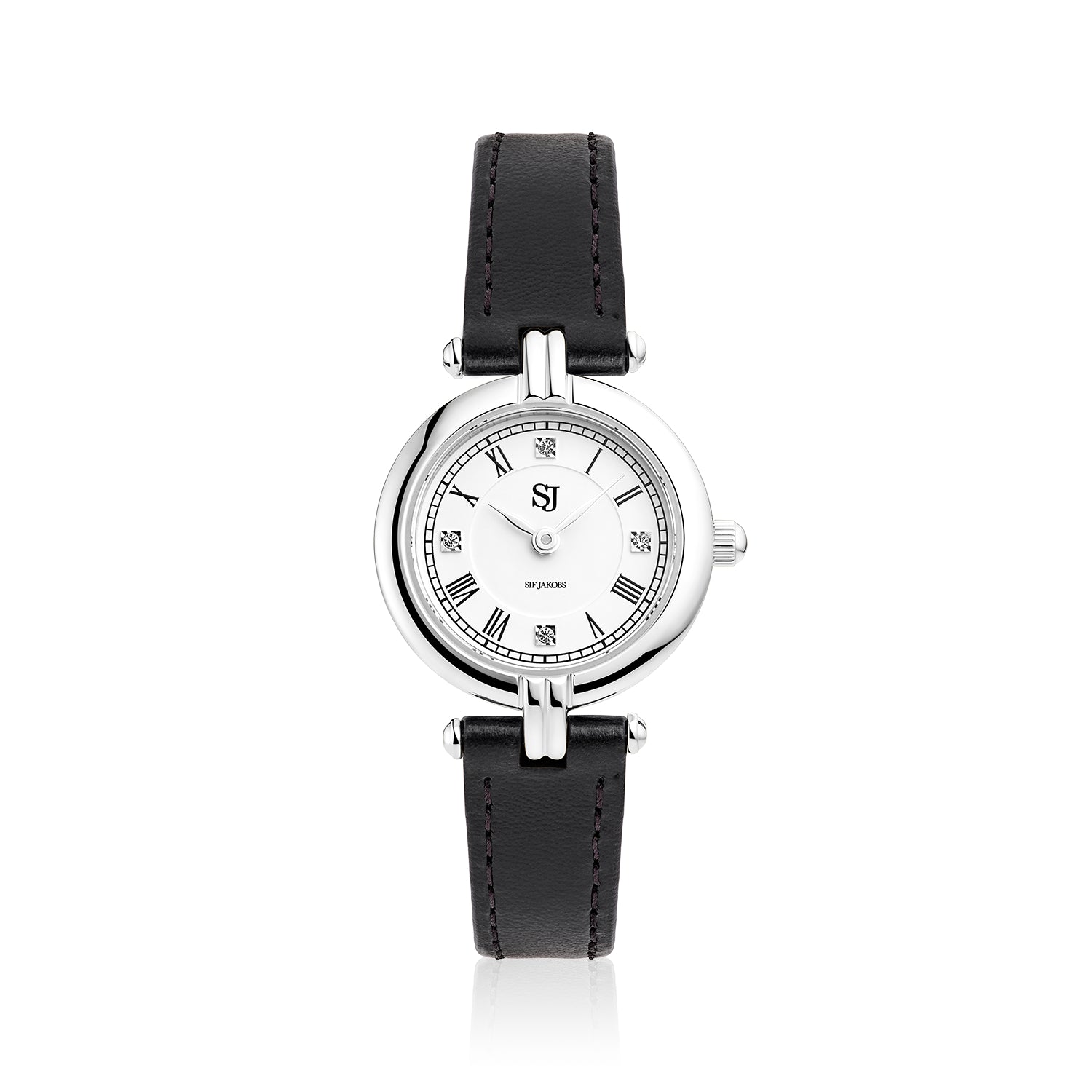 Stainless steel Silver | Svart läderarmband