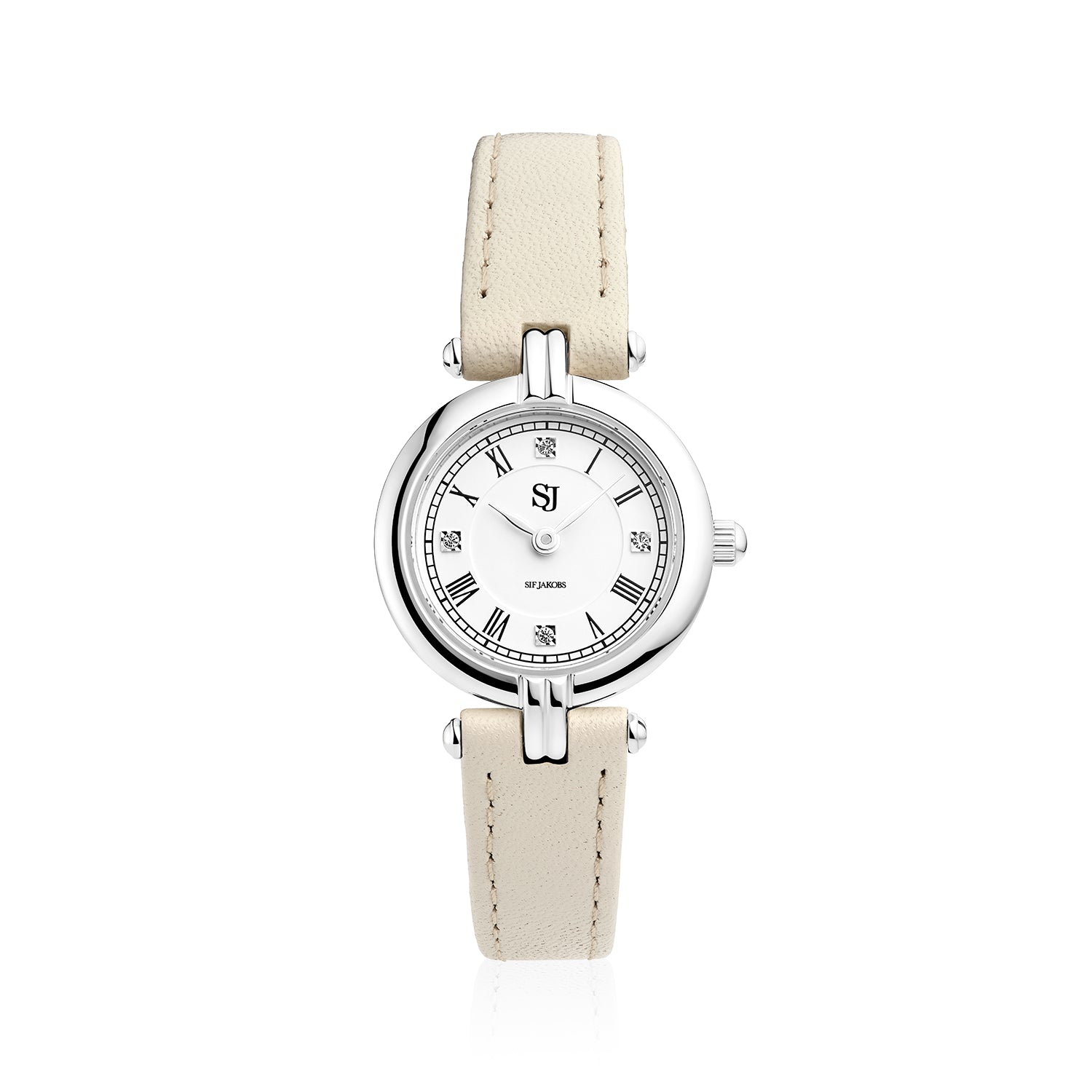 Stainless steel Silver | Beige läderarmband