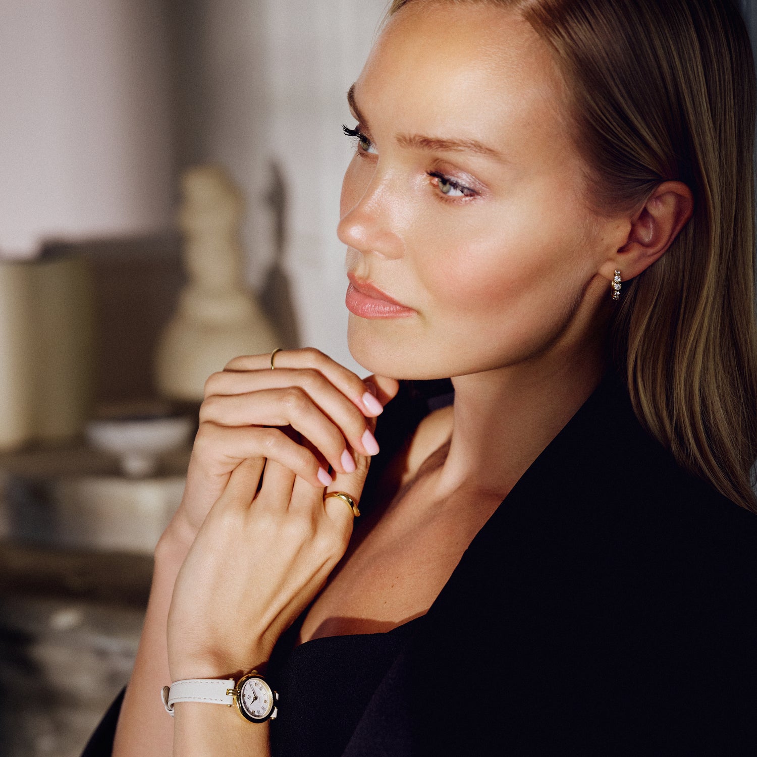 Stainless steel Silver | Beige läderarmband