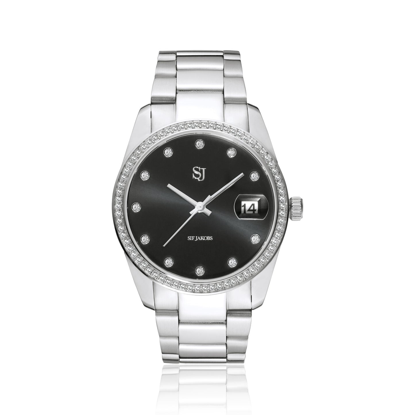 Stainless steel Silver | Svart urtavla