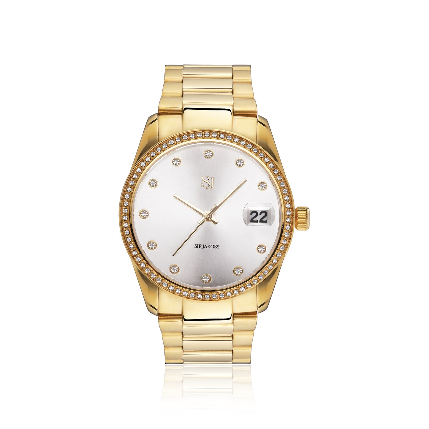 Stainless steel gold | Silver urtavla och vita zirkoner