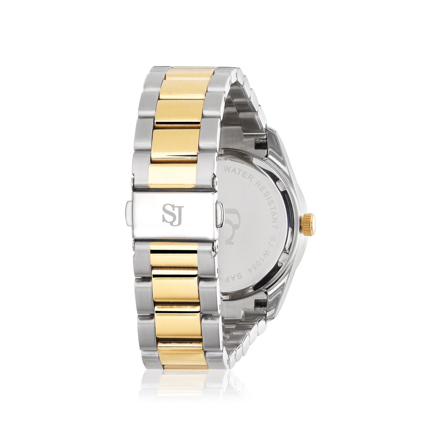 Stainless steel silver & gold | Silver urtavla och vita zirkoner