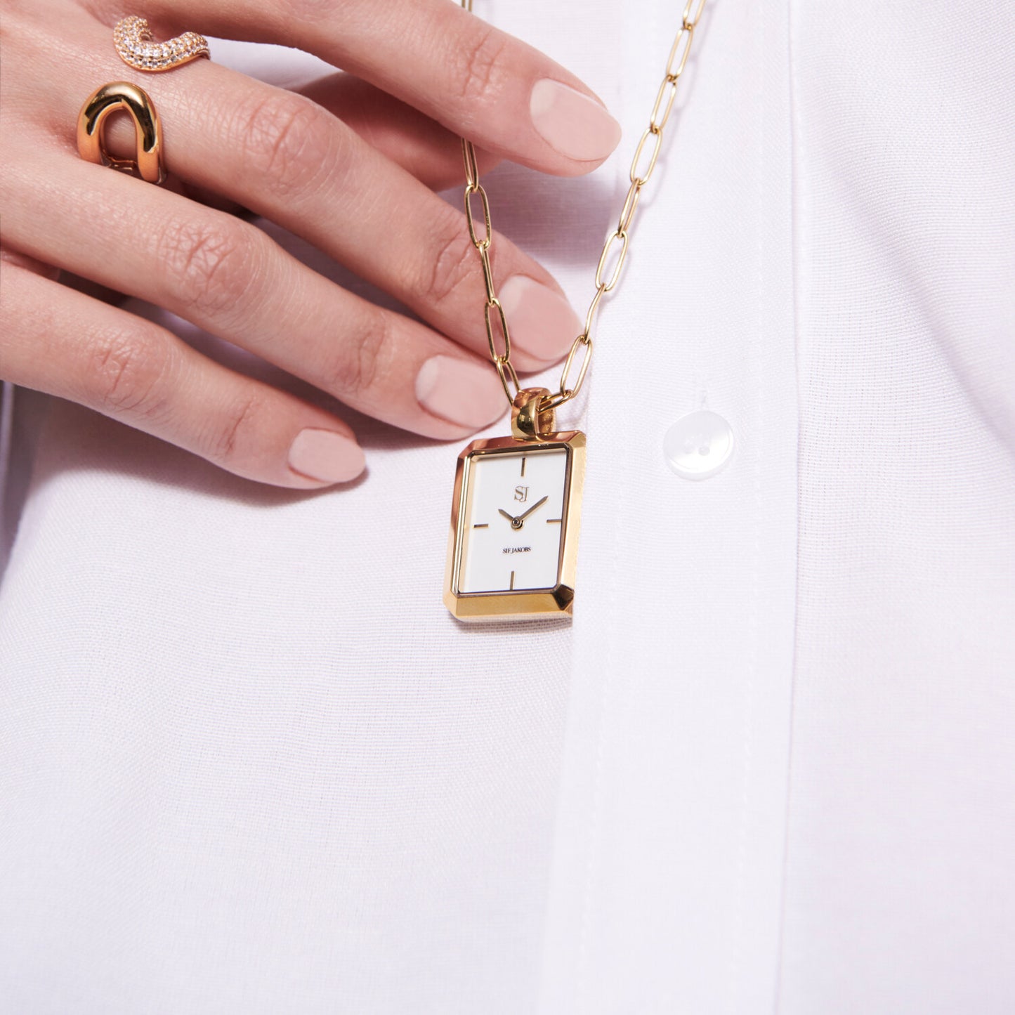 Stainless steel gold | Vit pärlemor urtavla