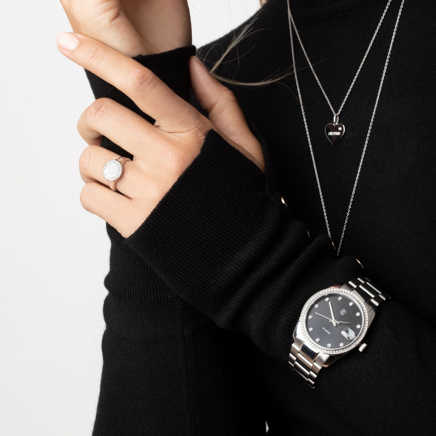 Stainless steel Silver | Svart urtavla